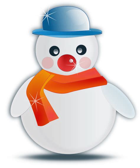 Snowman With An Orange Scarf And Blue Hat Clipart Free Download