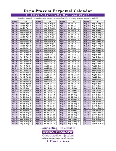 Depo Provera Calendar Printable Pdf Template Calendar Design