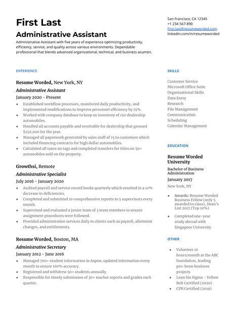 15 administrative assistant resume examples for 2024 resume worded