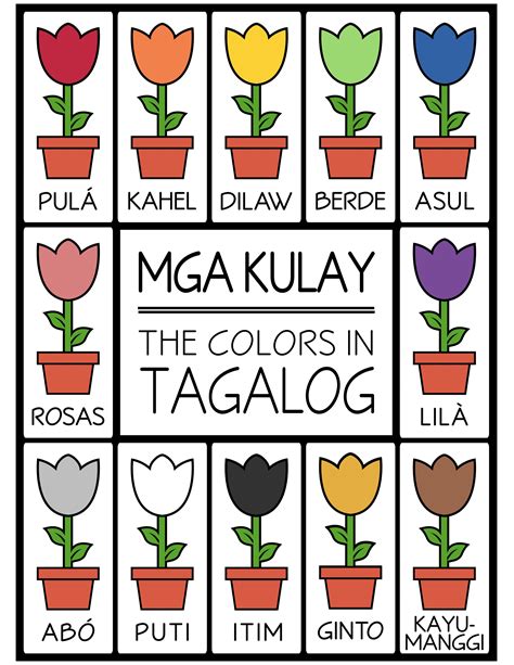 Tagalog Colors Flower Printables High Resolution Korean Colors