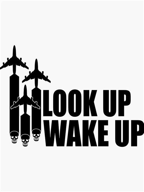 Look Up Wake Up Chemtrails Skull Planes Portrait Small Logo Sticker