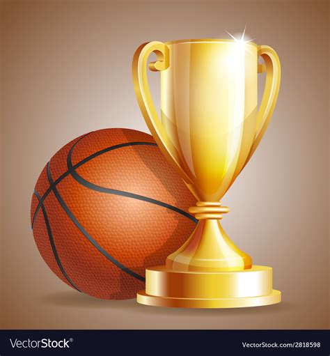Golden Trophy Cup With A Basketball Ball Vector Image