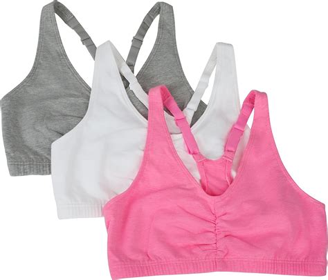 Fruit Of The Loom Womens 3 Pack Shirred Front Sports Bra Amazonca
