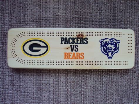 Cribbage Board Green Bay Packers Versus Chicago Bears Etsy