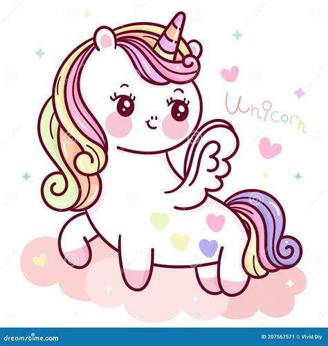 Cute Unicorn Pegasus Vector With Sweet Heart Pony Cartoon Pastel