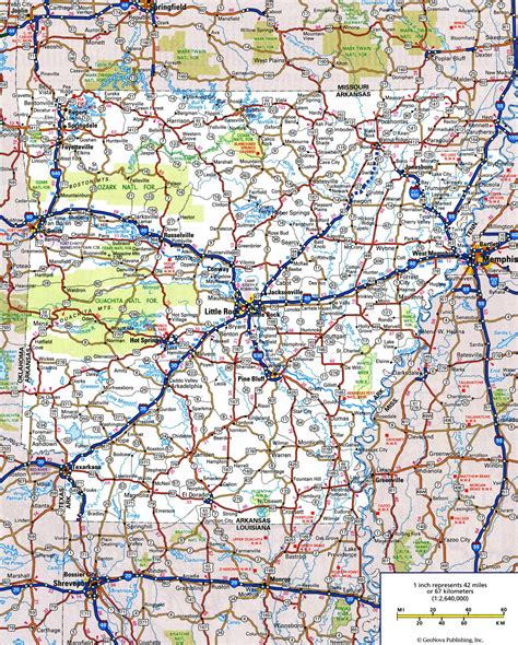 Large Detailed Roads And Highways Map Of Arkansas State With All Cities And National Parks