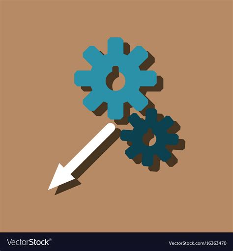 Flat Icon Design Collection Two Gears In Sticker Vector Image