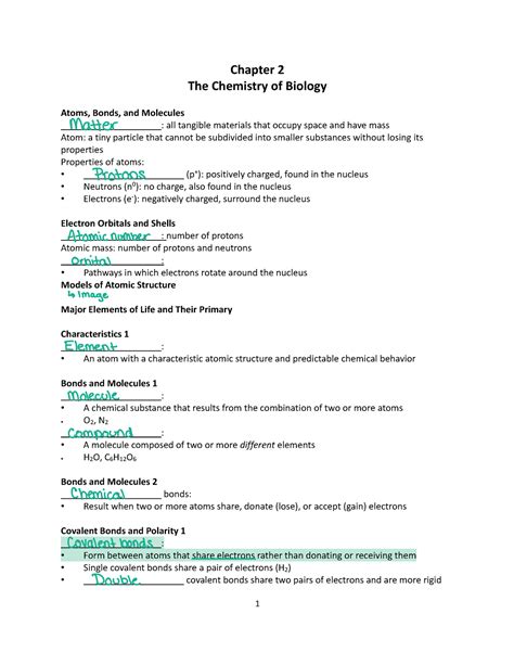 Chapter 2 The Chemistry Of Biology Chapter 2 The Chemistry Of