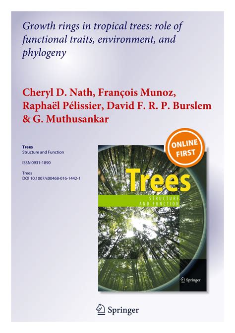 Pdf Growth Rings In Tropical Trees Role Of Functional Traits Environment And Phylogeny