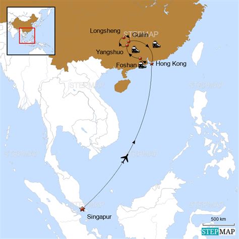 Stepmap Singapur Hongkong China Reise Ring Marketing Landkarte Für
