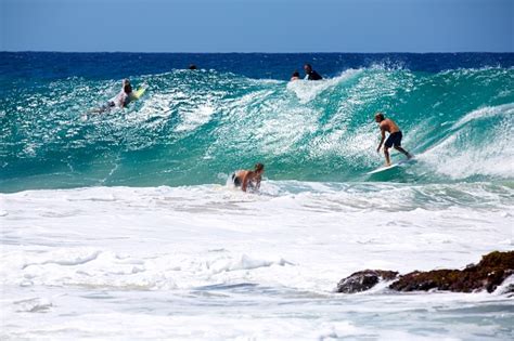 Surfing At Snapper Rocks Gold Coast Qld Stock Photo Download Image