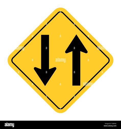 Two Way Traffic Sign On White Triangle Stock Vector Images Alamy