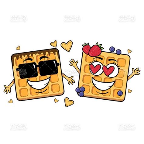 Waffle In Love Vector Cartoon Clipart In 2020 Cartoon Clip Art Clip