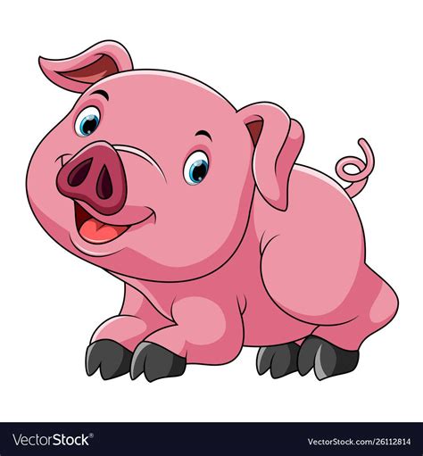 Cute Pink Pig Cartoon Royalty Free Vector Image Desenhos