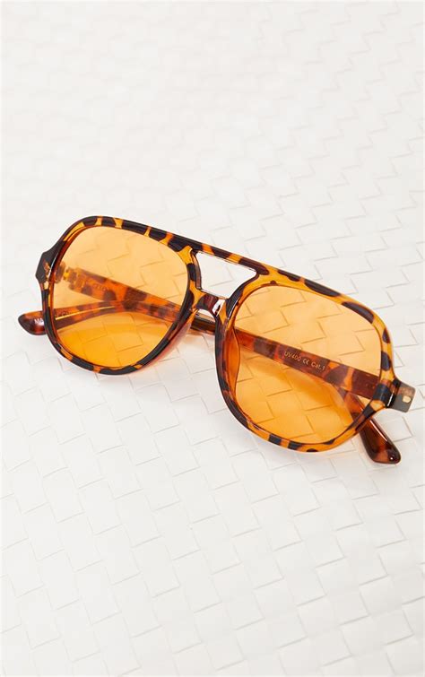 Orange Lens Tortoise Aviator Sunglasses Prettylittlething