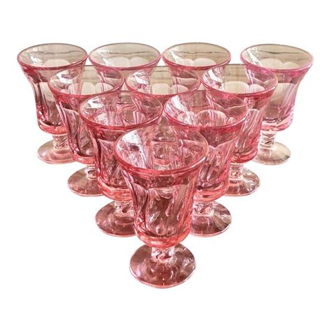 Mid 20th Century Pink Fostoria Juice Glasses Set Of 10 Glassware Set Juice Glasses