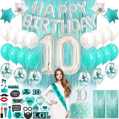 Buy 10th Birthday Decorations For Girl 10 Balloon Number 10th