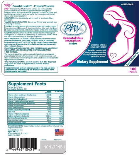 Pnv Prenatal Plus Multivitamin Informations De Prescription De La Fda