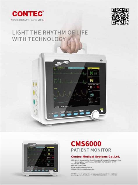 Contec Patient Monitor Cms6000 Icu Ccu Vital Signs Ecgnibpspo2pr