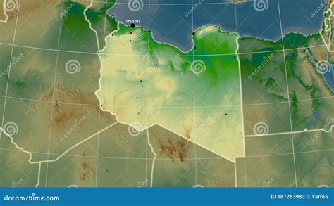 Libya Physical Composition Borders Stock Illustration