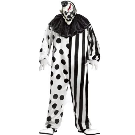 2018 Plus Size Striped Kill Clown Party Costumes Men Jumpsuit Mask Killer Clown Costume