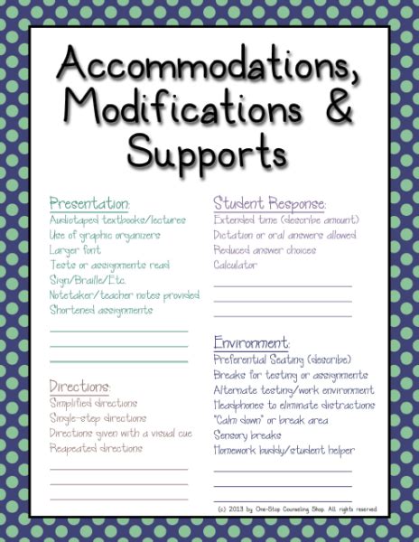 Categories of instructional accommodations examples presentation. Accommodations, modifications, IEP cheat sheet ...