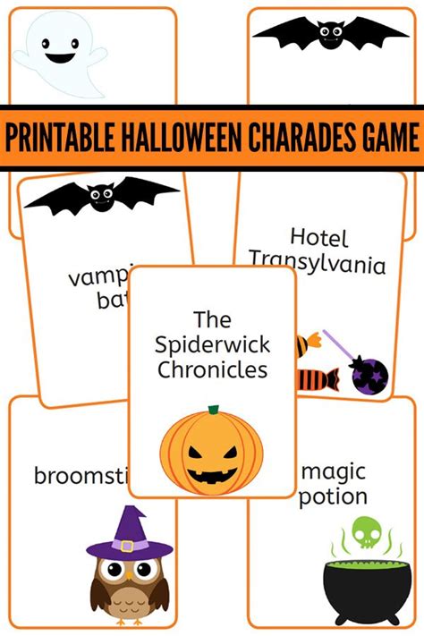 Printable Halloween Charades Game Cards Charades For