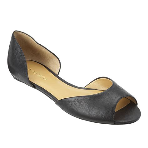 Lyst Nine West Byteme Peep Toe Flats In Black