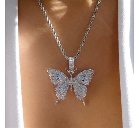 Bling Butterfly Butterfly Necklacebutterfly Necklace And Cz Etsy