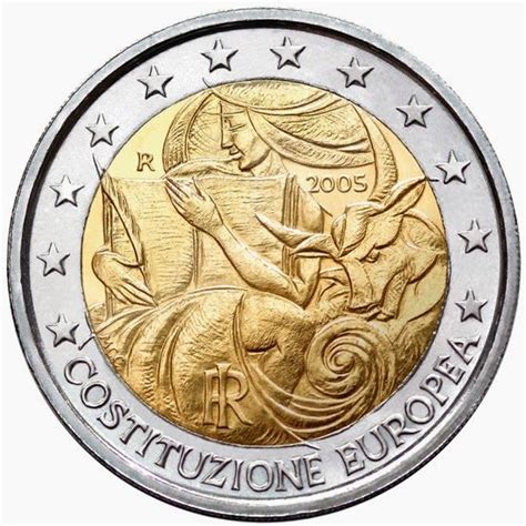2 Euro Coins Italy 2005 First Anniversary Of The Signing Of The
