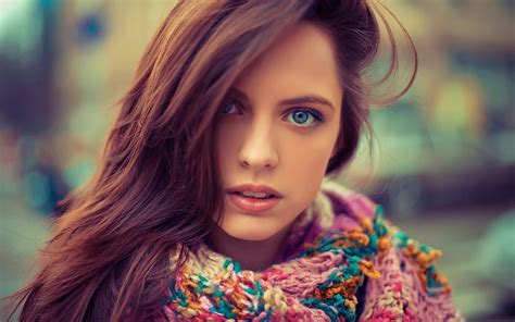 Wallpaper Women Outdoors Redhead Model Depth Of Field Long Hair Blue Eyes Open Mouth