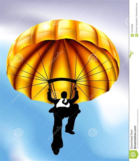 Golden Parachute Businessman Concept Stock Vector Illustration Of