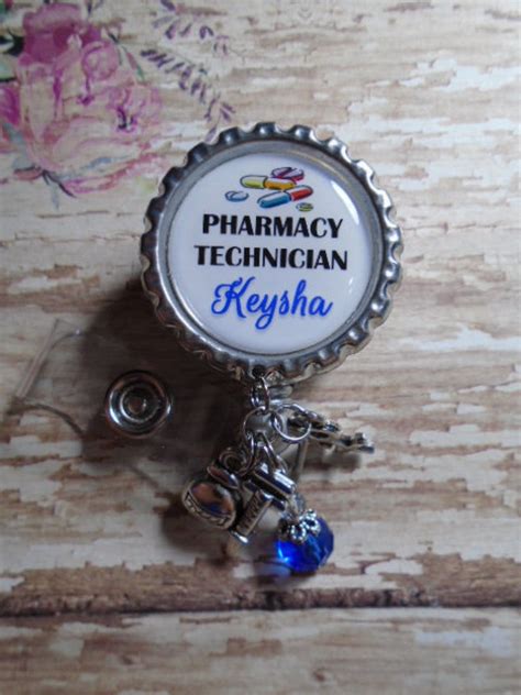 Personalized Pharmacy Technician Badge Reel With Charms Etsy