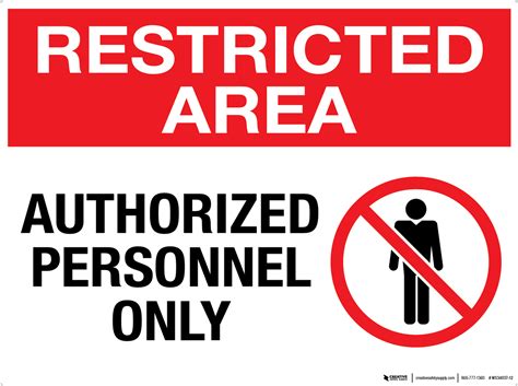 Restricted Area Authorized Personnel Only Wall Sign 5s Today