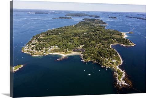 Long Island Casco Bay Maine Usa Aerial Photograph Wall Art Canvas