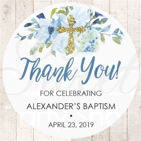 Baptism Thank You Favor Stickers Boys Baptism Favor Stickers Etsy