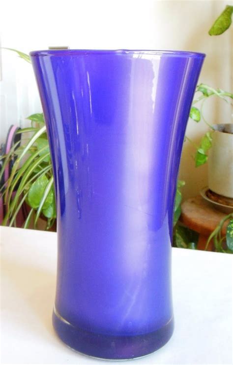 Vintage Purple On Clear Glass Flared Vase Unmarked 9 Inches Tall Vintage Vases Vase Purple