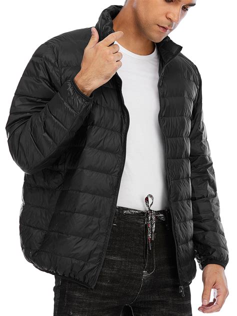 Youloveit - Big & Tall Men's Packable Down Jacket Casual Collared ...