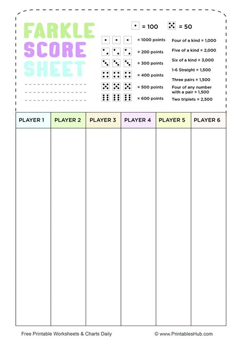 Printable Farkle Score Card Printable Word Searches