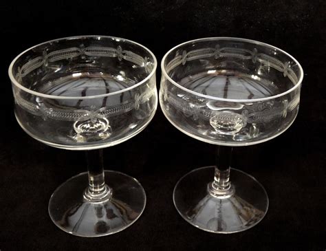 2 Antique Champagne Glasses Vintage French Champagne Coupes Wedding Champagne Flutes France