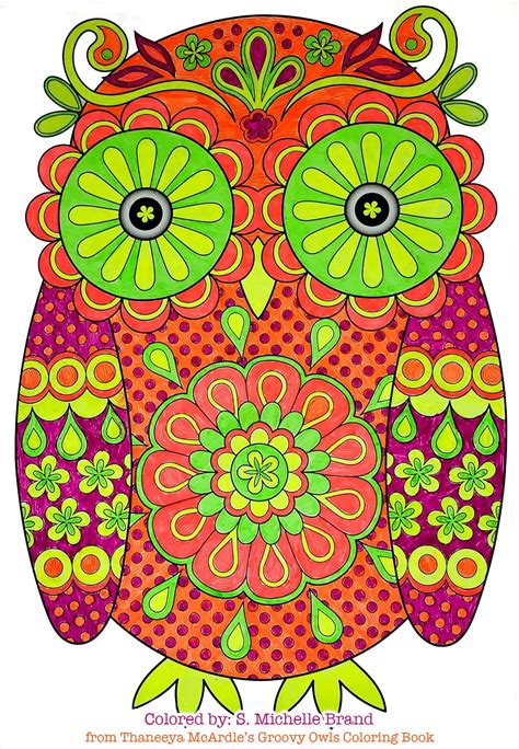 Owl Coloring Page From Thaneeya Mcardles Groovy Owls Coloring Book Owl