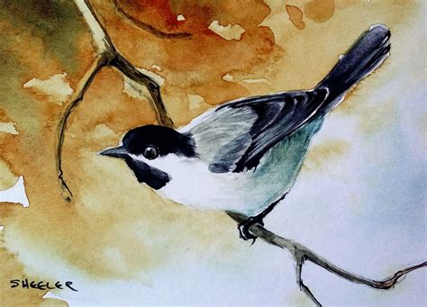Chickadee ACEO Watercolour Watercolor Beautiful Birds Painting