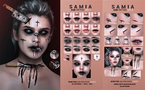 Second Life Marketplace Samia Aim Lelutka Evox Face Blood Tattoo