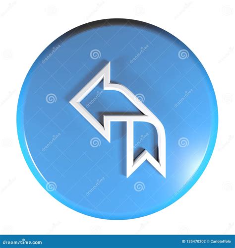 Blue Circle Push Button Arrow Up And Left 3d Rendering Illustration