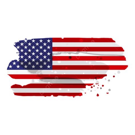 Usa Flag With Grunge Brush Watercolor Texture Usa Flag American Flag
