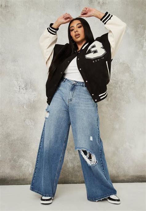 Missguided Recycled Plus Size Blue Distressed Baggy Boyfriend Jeans