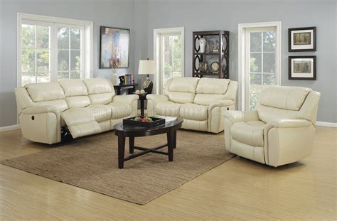 White Leather Recliner Sofa Set Baci Living Room