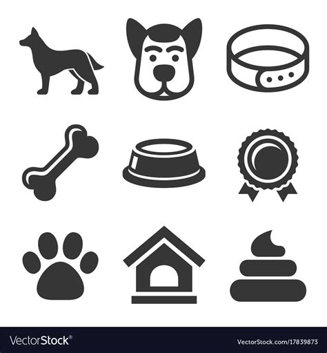 Dog Icons Set On White Background Royalty Free Vector Image