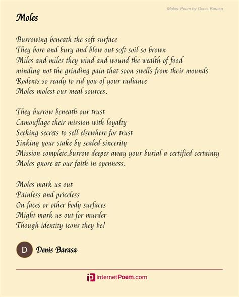 Moles Poem By Denis Barasa