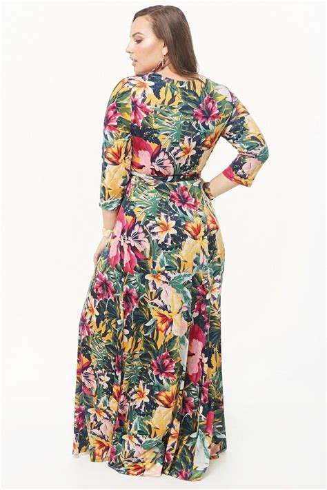 Plus Size Tropical Floral Print Maxi Dress Printed Maxi Dress Floral